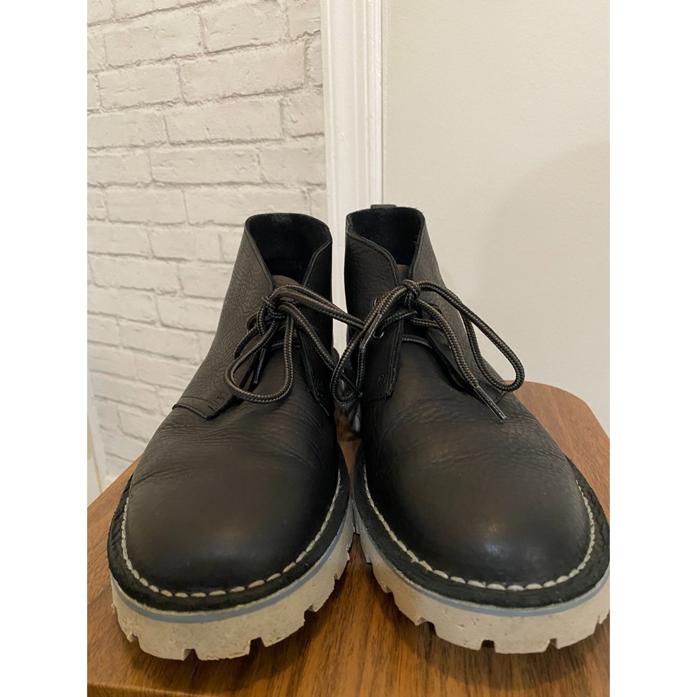 Clarks Overdale Mid Chukka Boots Lug Black Leather Sole Men's 8 Orthalite strong